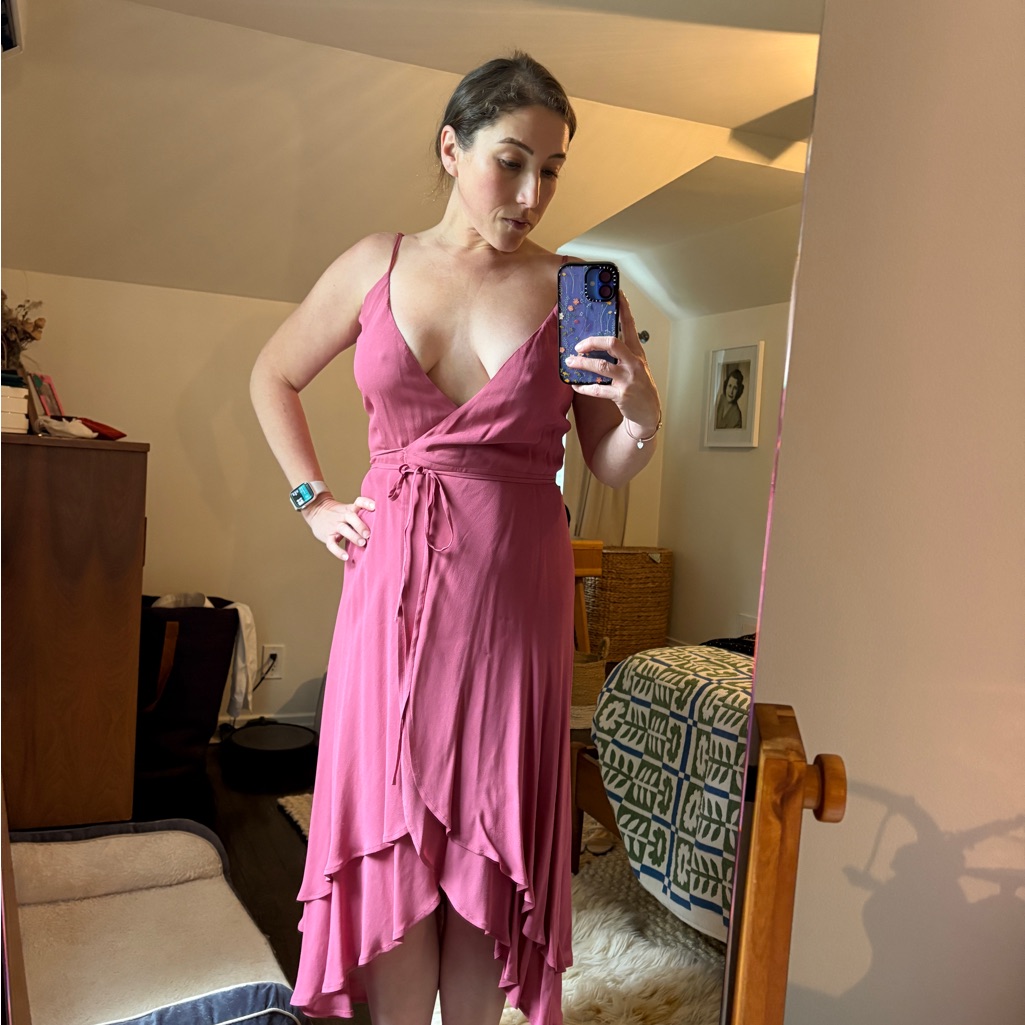 Reformation Pink Asymmetrical Ruffled Cocktail Dress